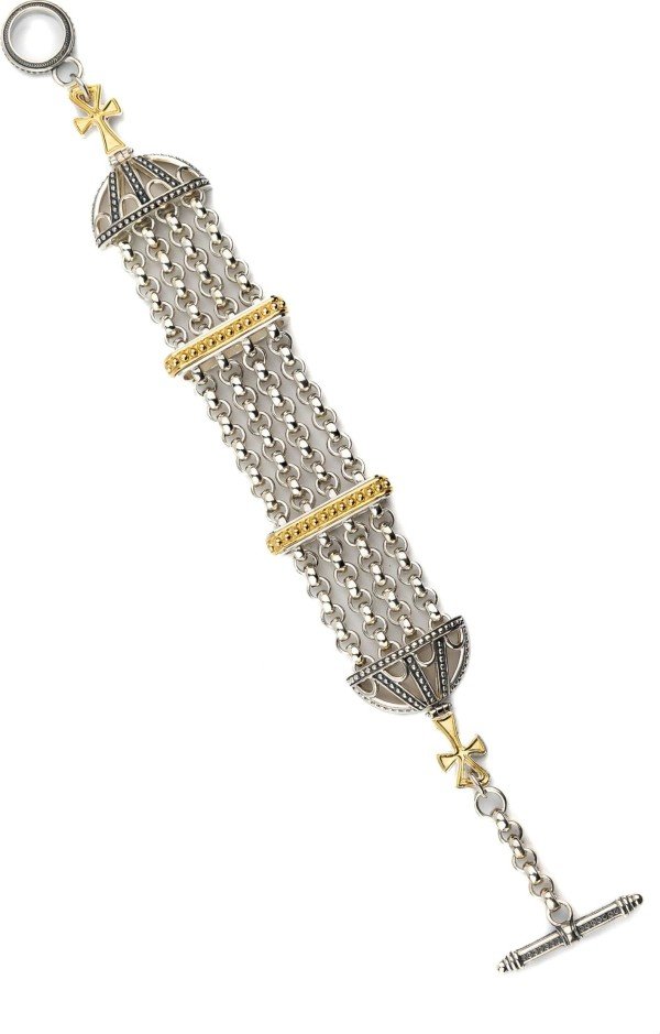 Браслет из серебра и золота c рубином