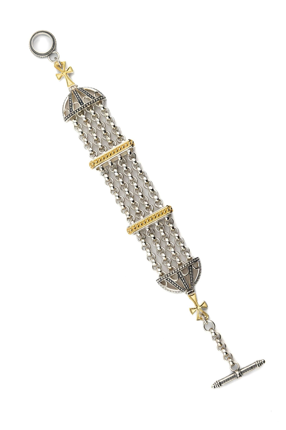 Браслет из серебра 925 пробы и золота 750 пробы c рубином