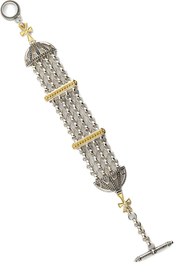 Браслет из серебра 925 пробы и золота 750 пробы c рубином