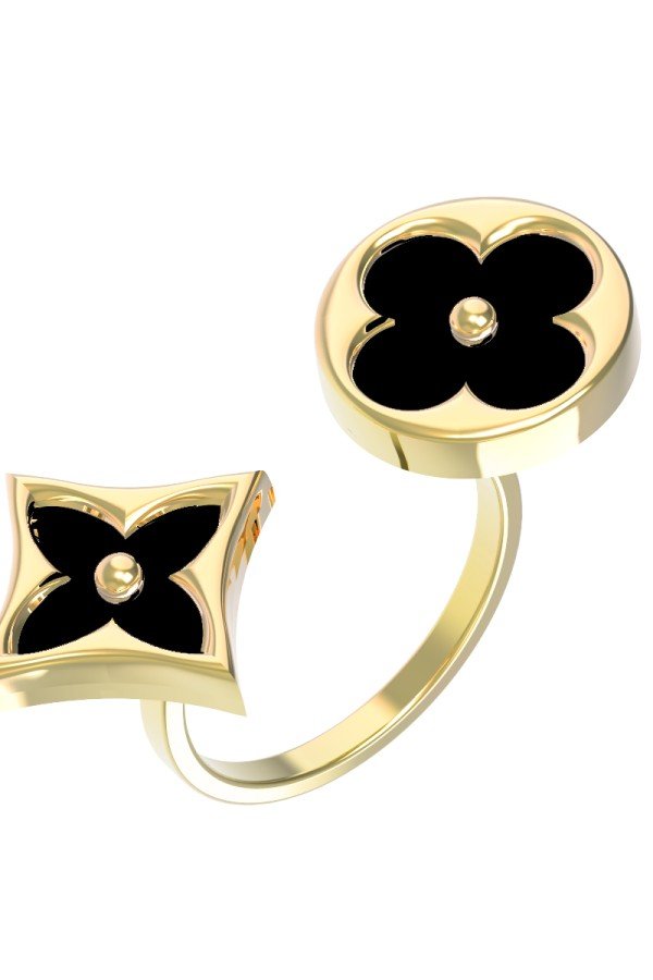 Кольцо из лимонного золота c ониксом