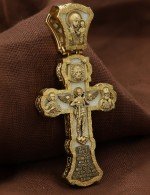 Крест из лимонного золота c бивнем мамонта