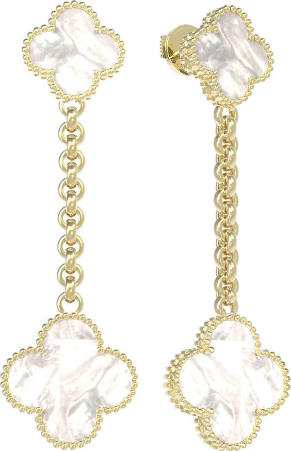 Серьги из лимонного золота 585 пробы c перламутром