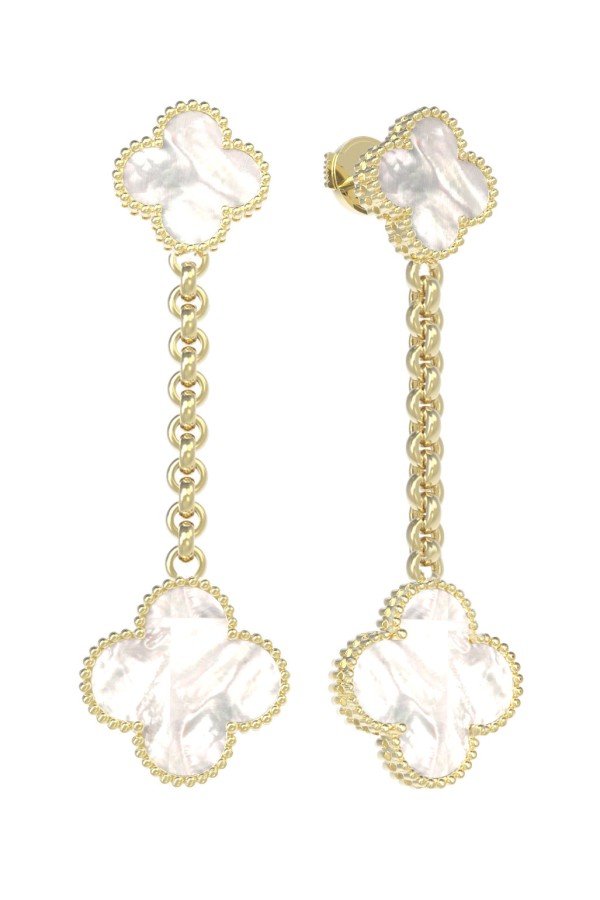 Серьги из лимонного золота c перламутром