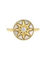 Кольцо из лимонного золота c бриллиантами и перламутром