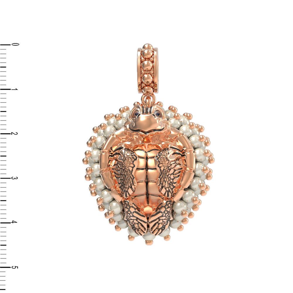 Подвеска из красного золота 585 пробы c эмалью и жемчугом