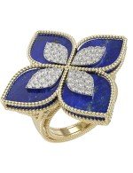 Кольцо из лимонного золота c бриллиантами и лазуритом