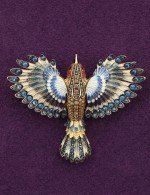 Брошь из лимонного золота c эмалью и фианитом