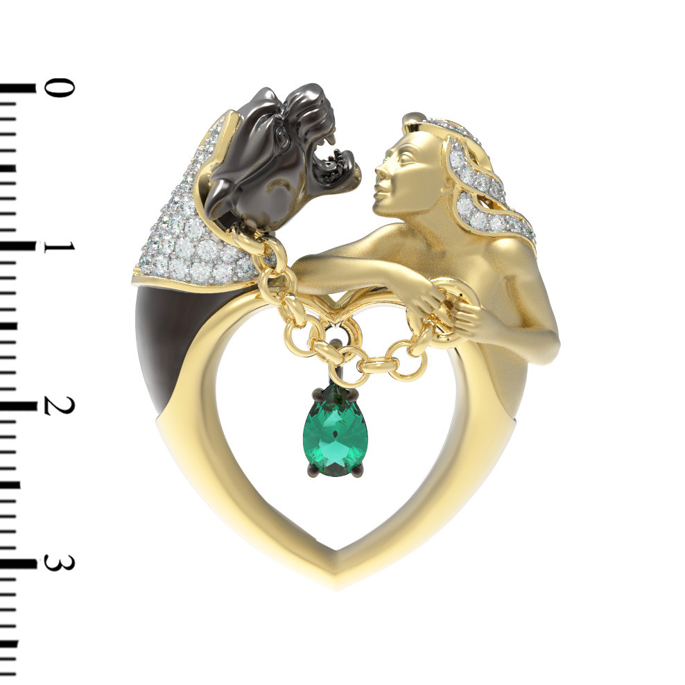 Подвеска из лимонного золота 585 пробы c фианитом и хризопразом