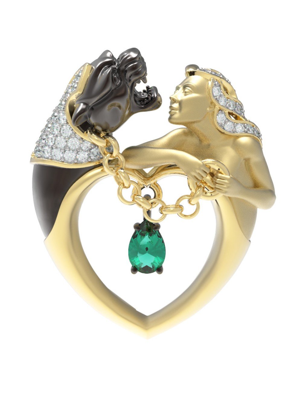 Подвеска из лимонного золота c фианитом и хризопразом