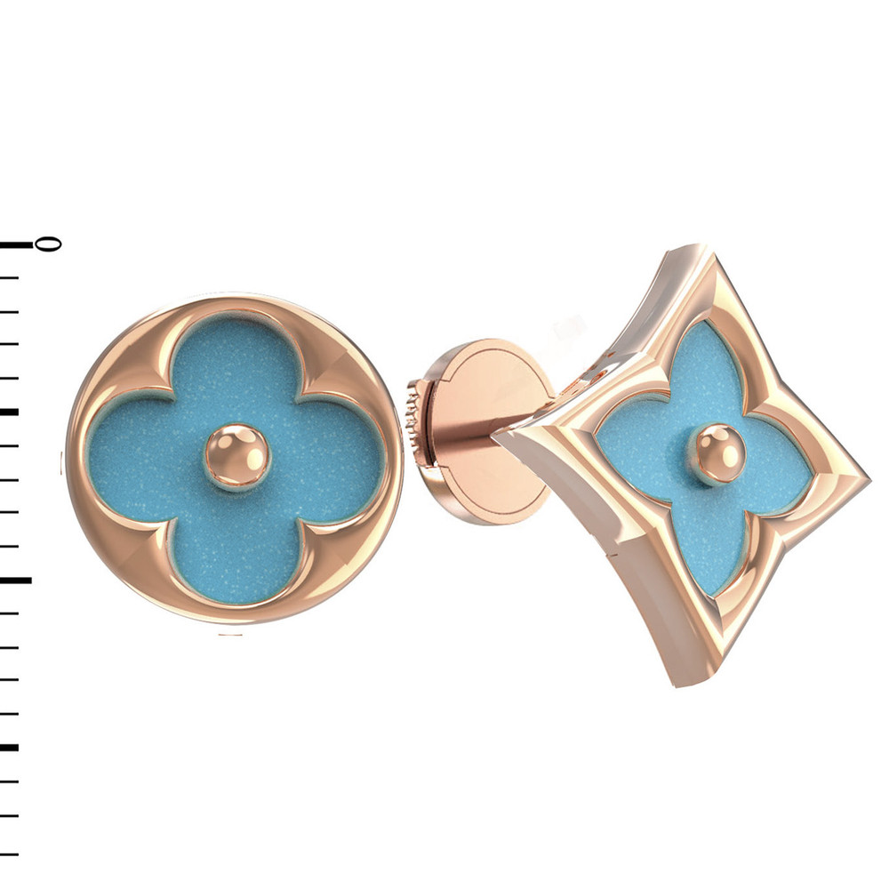 Серьги из красного золота 585 пробы c бирюзой