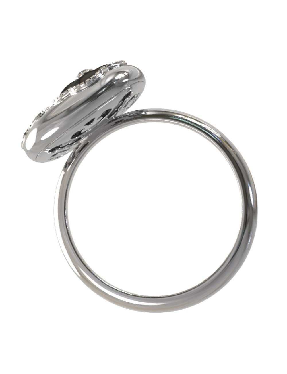 Кольцо из белого золота c бриллиантами и ониксом