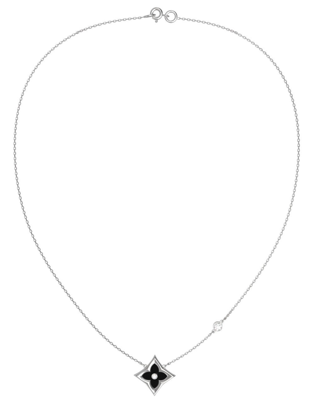 Колье из белого золота c бриллиантами и ониксом