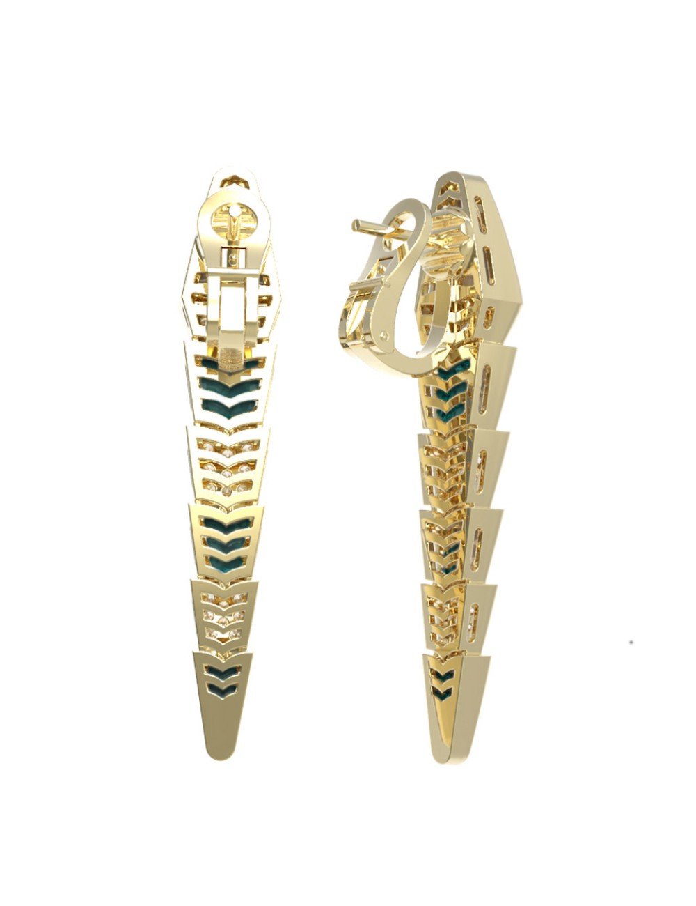 Серьги из лимонного золота c бриллиантами и малахитом