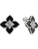 Серьги из белого золота c бриллиантами и ониксом