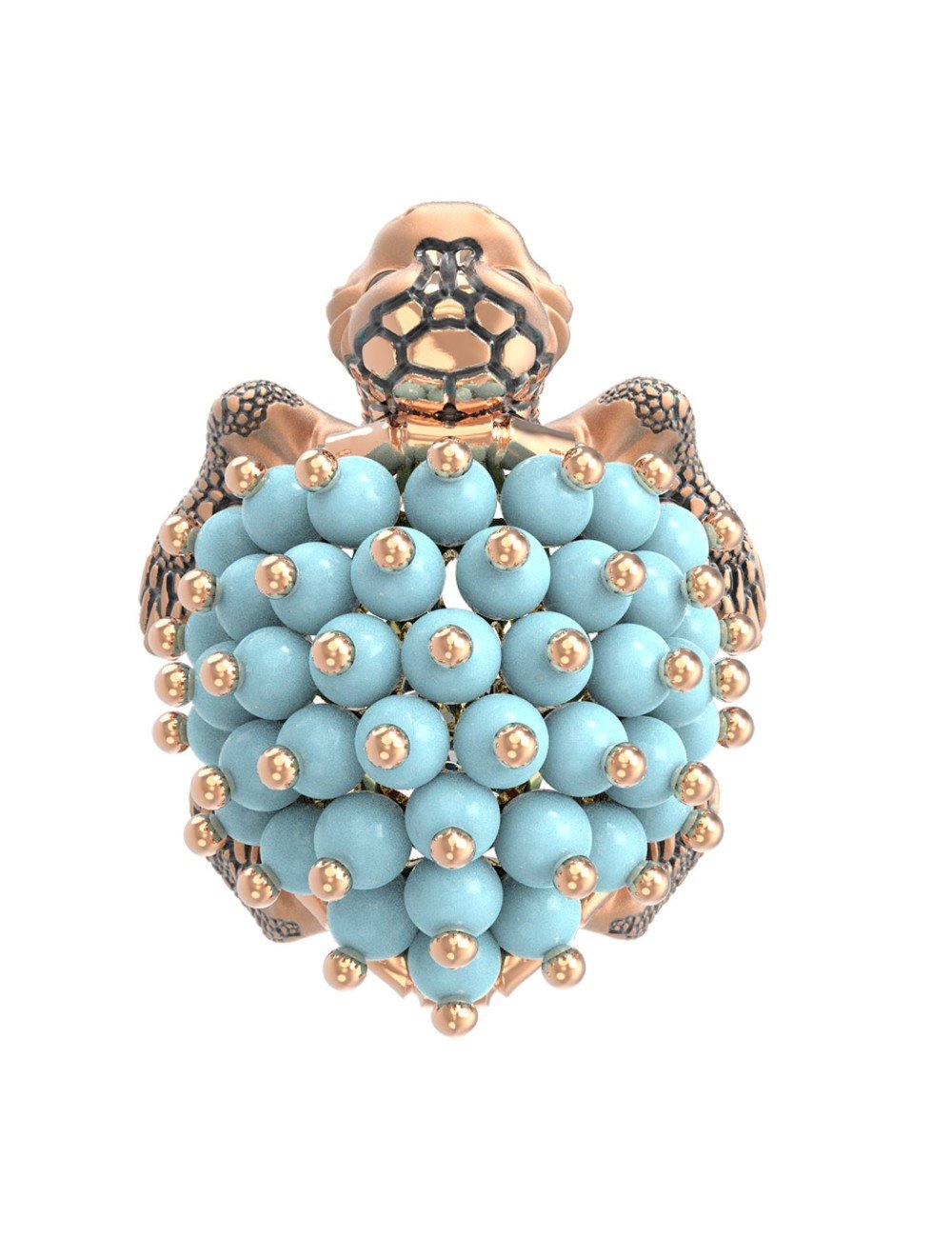 Кольцо из золота c эмалью и бирюзой