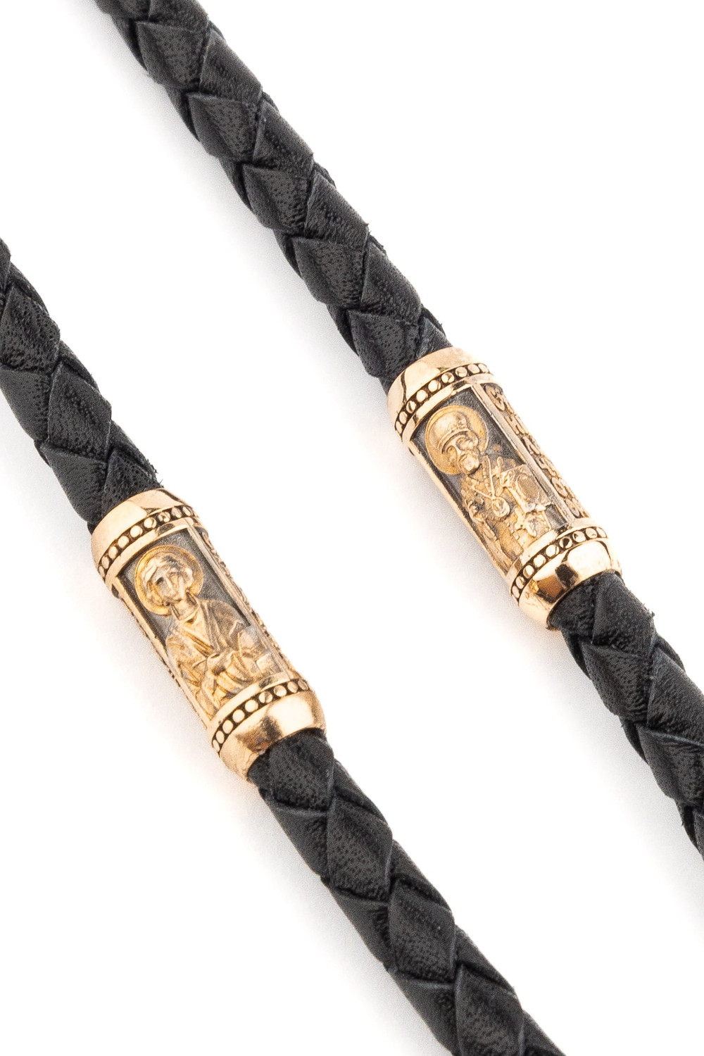 Цепь-шнурок кожа из красного золота 585 пробы c кожаным шнурком