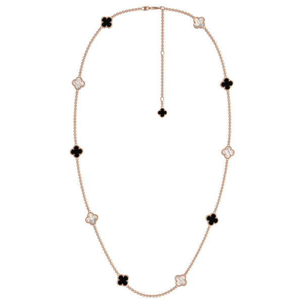 Колье из красного золота 585 пробы c ониксом и перламутром