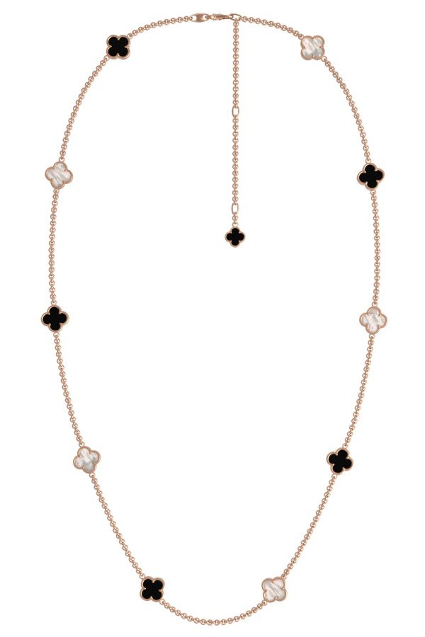 Колье из золота c ониксом и перламутром