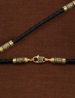 Гайтан из лимонного золота c кожаным шнурком