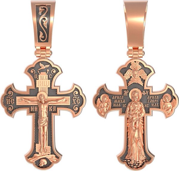 Крест из красного золота 585 пробы