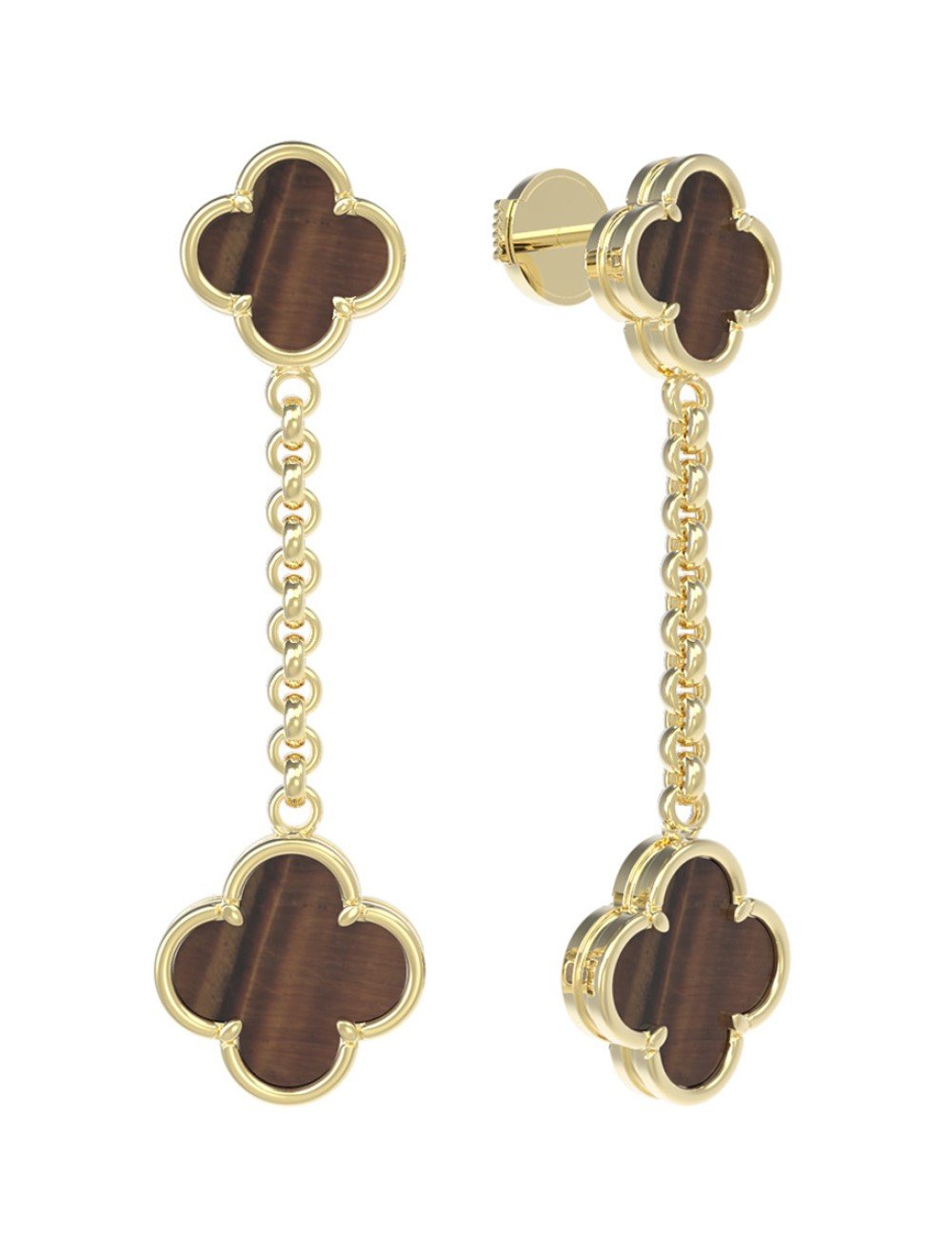 Серьги из лимонного золота c тигровым глазом