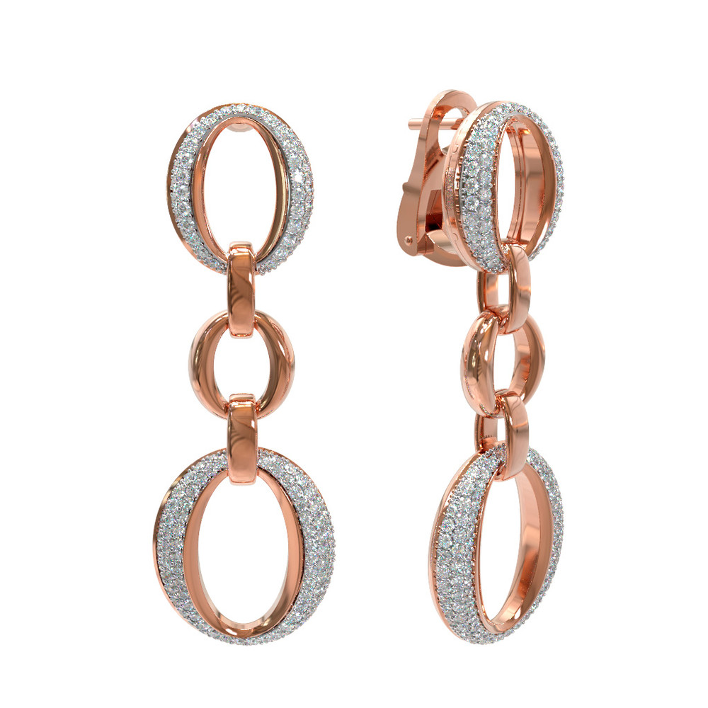 Серьги из красного золота 585 пробы c бриллиантами