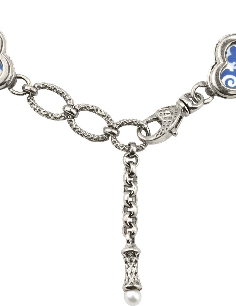 Браслет из белого золота c эмалью, жемчугом и перламутром