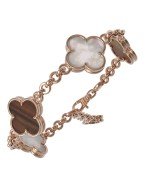 Браслет из золота c тигровым глазом и перламутром