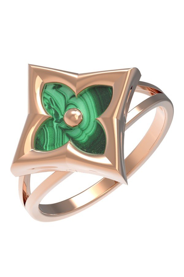 Кольцо из золота c малахитом