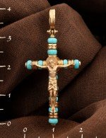 Крест из золота c бирюзой
