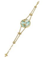 Браслет из лимонного золота c бирюзой и перламутром