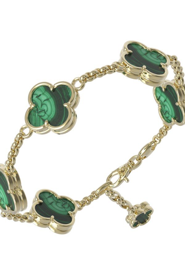 Браслет из лимонного золота c малахитом