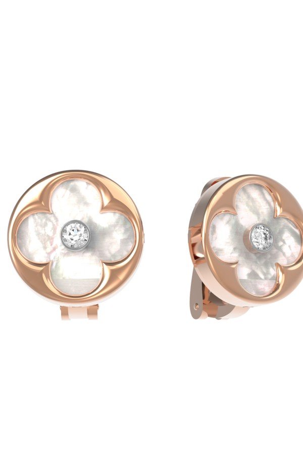 Серьги из золота c бриллиантами и перламутром