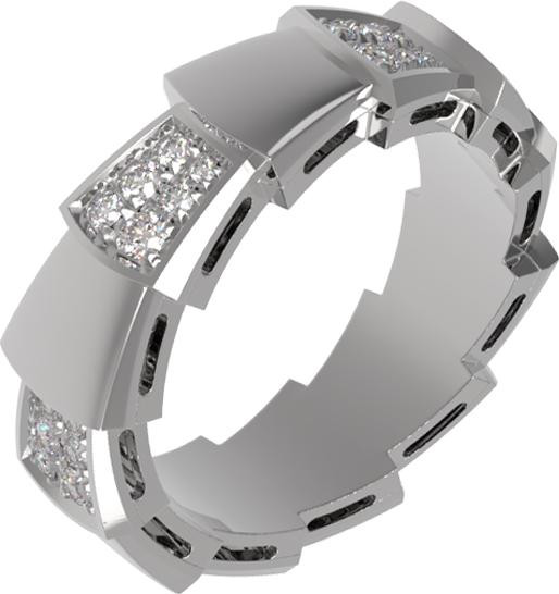 Кольцо из белого золота 585 пробы c бриллиантами