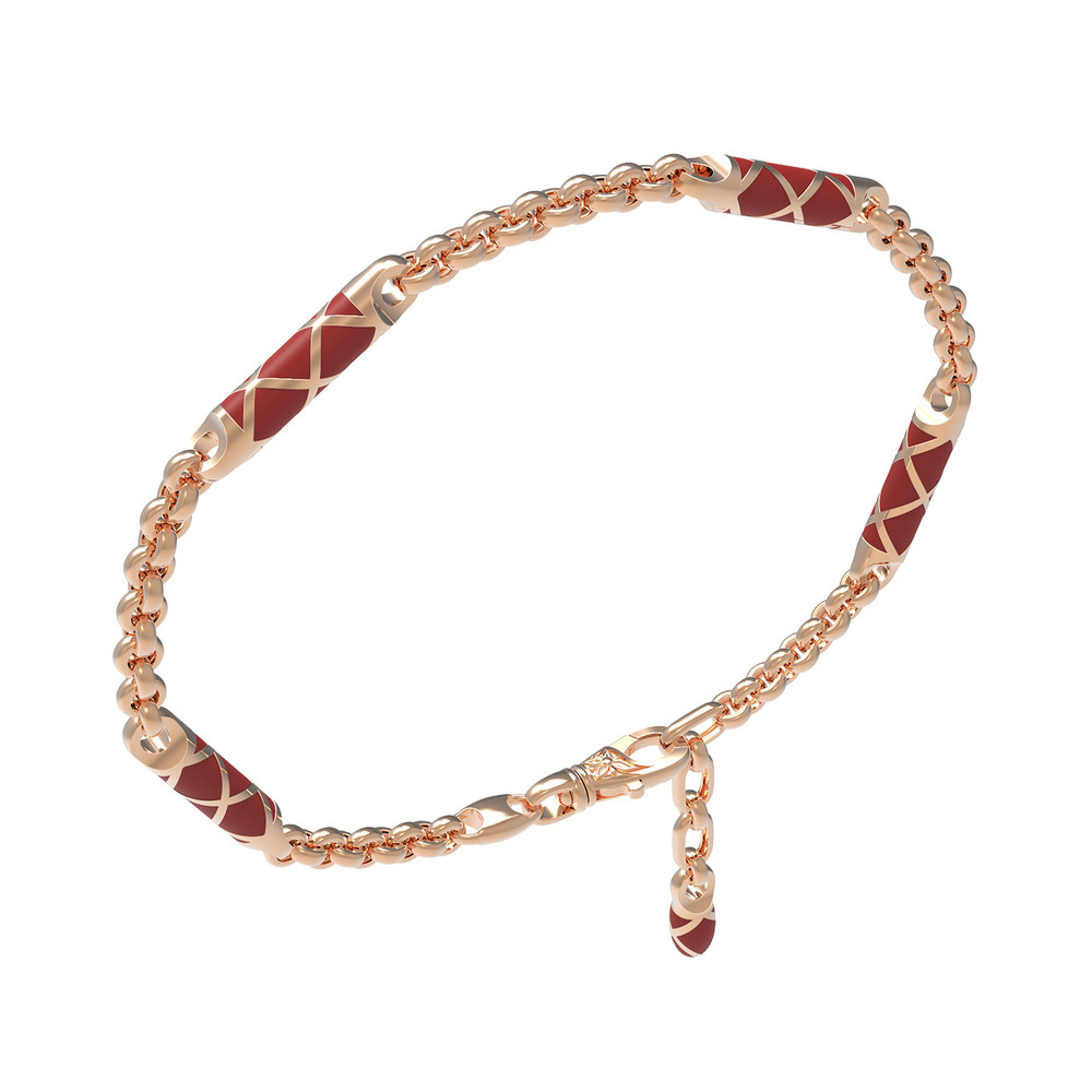 Браслет из красного золота 585 пробы c эмалью