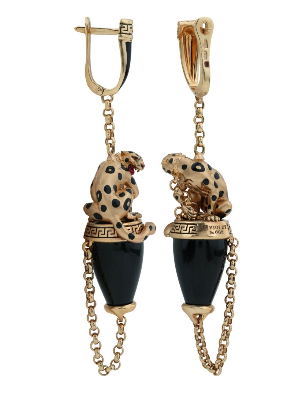 Серьги из золота c эмалью и ониксом