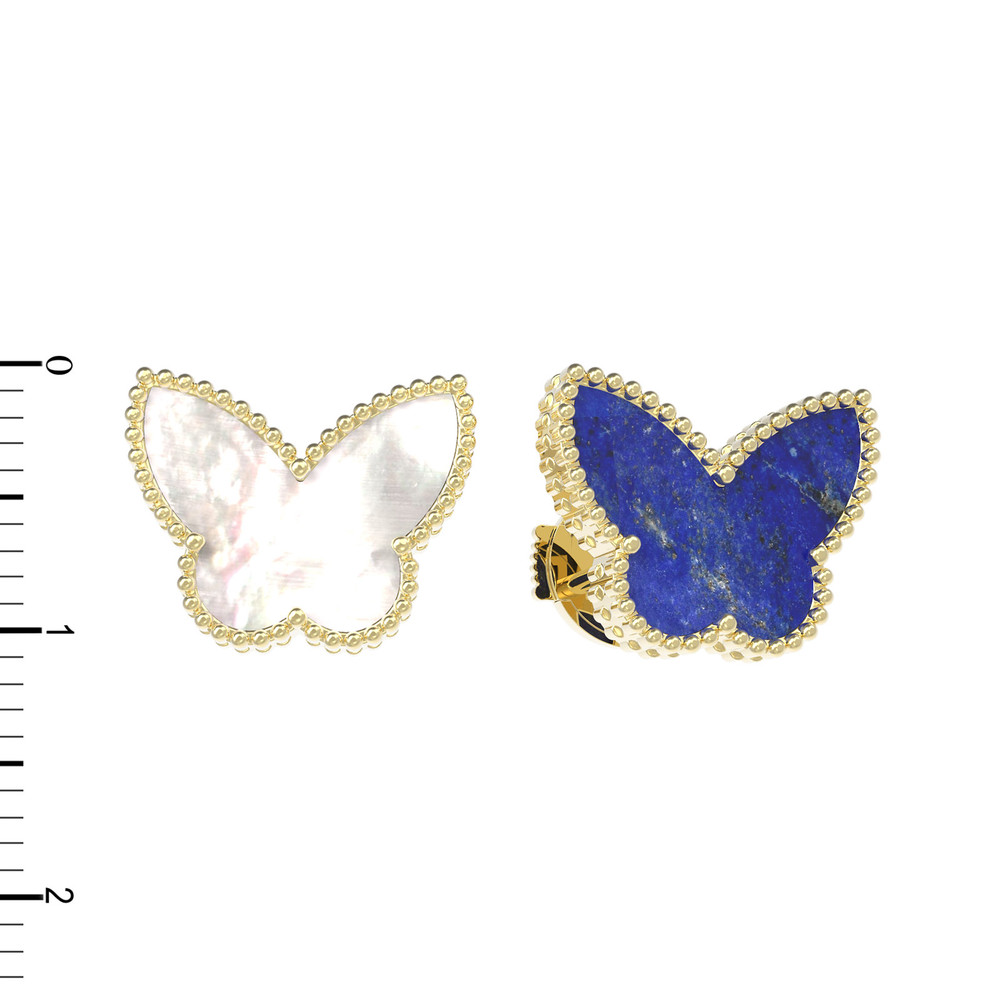 Серьги из лимонного золота 585 пробы c лазуритом и перламутром