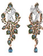 Серьги из золота c фианитом и топазом London Blue