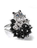 Кольцо из белого золота c эмалью и ониксом