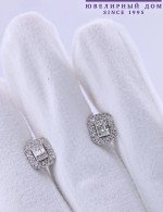Серьги из белого золота 585 пробы c бриллиантами