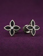 Серьги из белого золота c бриллиантами и ониксом