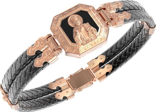 Браслет из золота c шнурком и ониксом