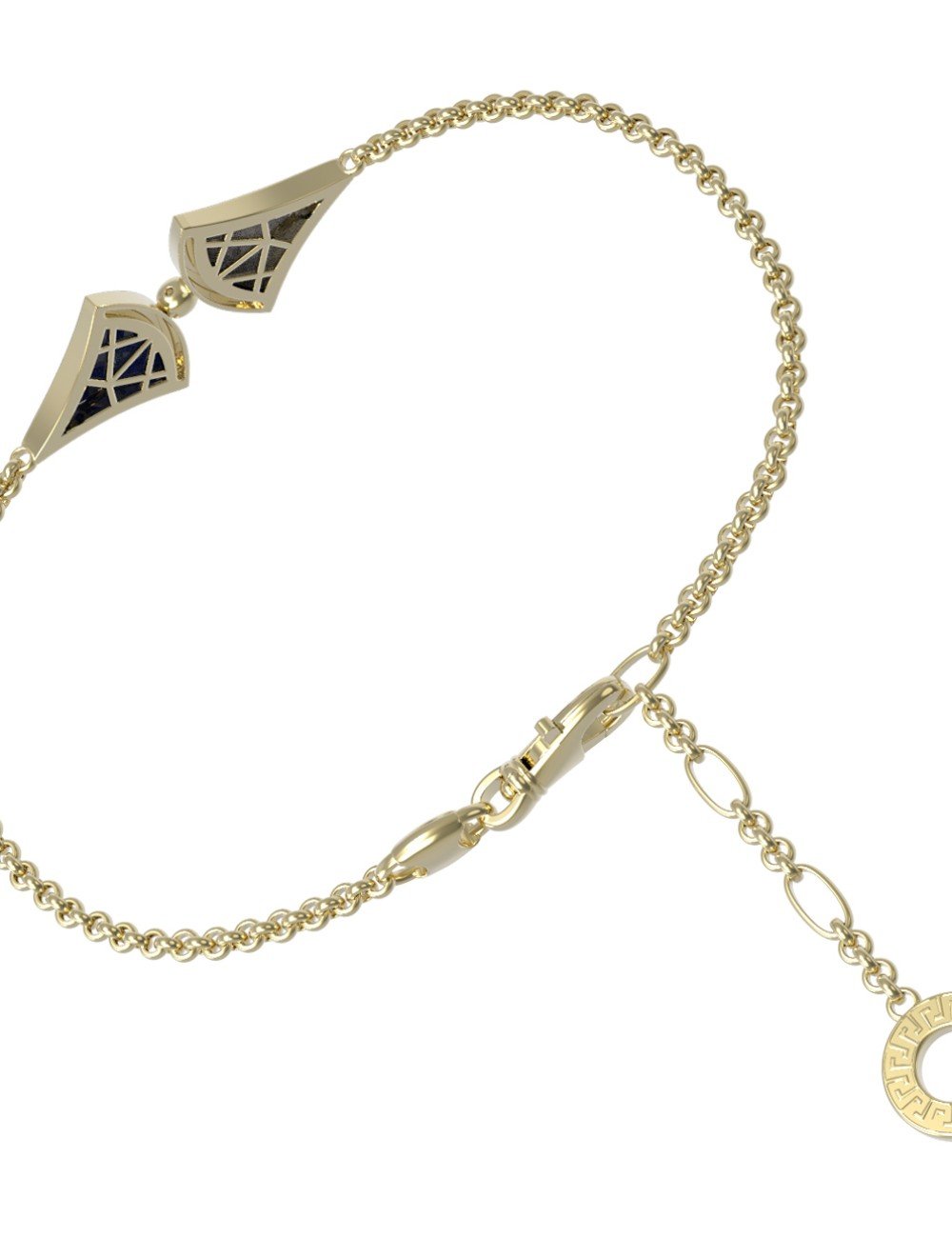 Браслет из лимонного золота c лазуритом и перламутром