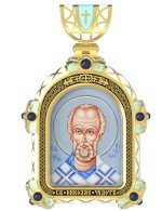 Образок из лимонного золота c эмалью и иконописью