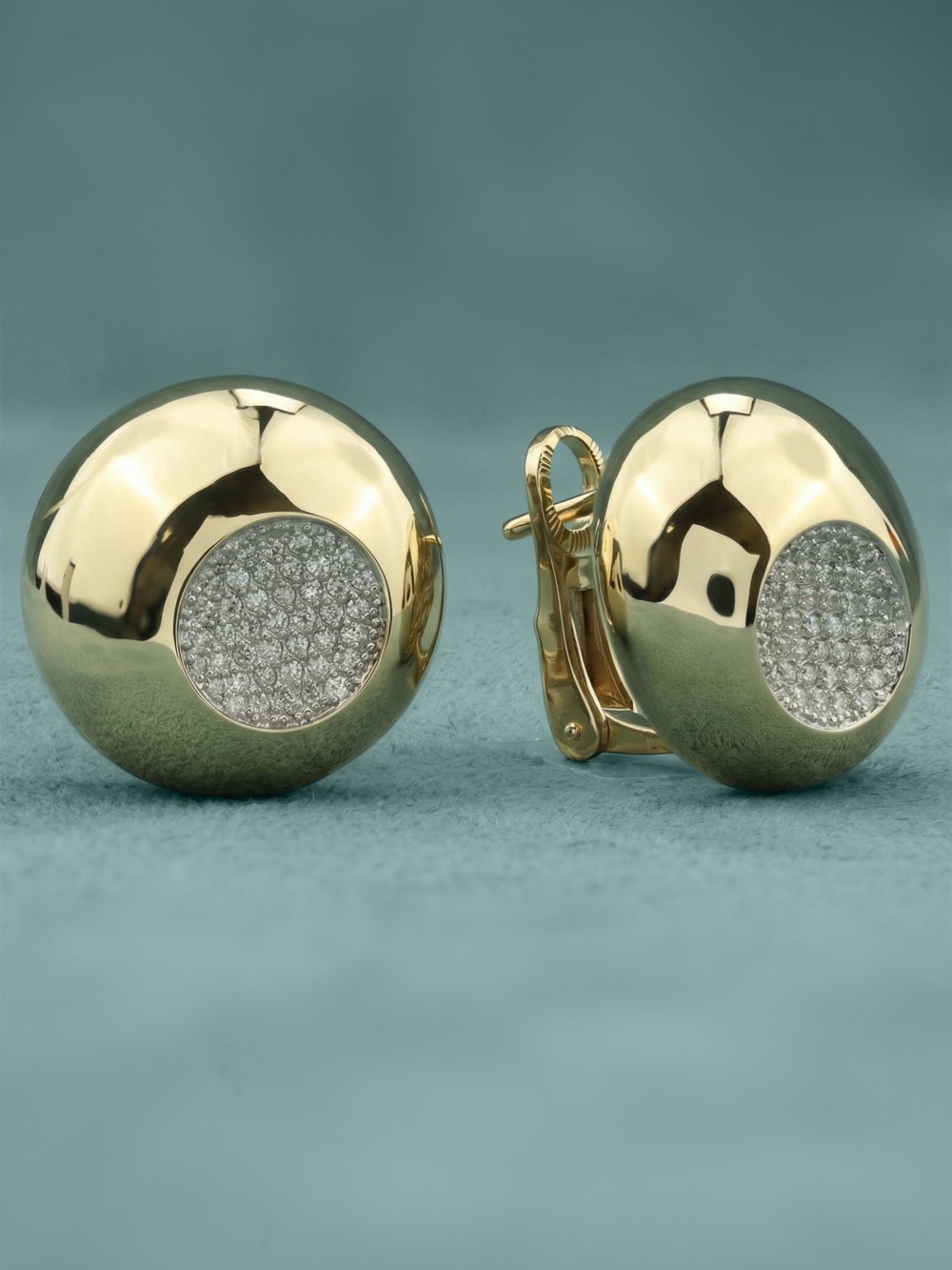 Серьги из лимонного золота 585 пробы c бриллиантами