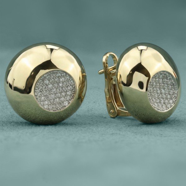 Серьги из лимонного золота 585 пробы c бриллиантами