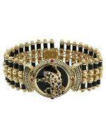 Браслет из лимонного золота c эмалью, ониксом и рубином