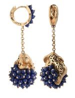 Серьги из золота c эмалью и лазуритом