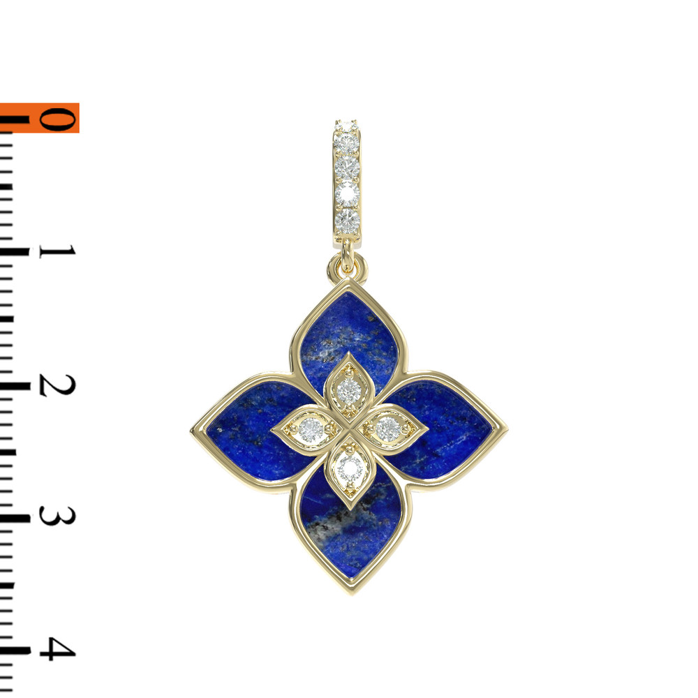 Подвеска из лимонного золота 585 пробы c бриллиантами и лазуритом