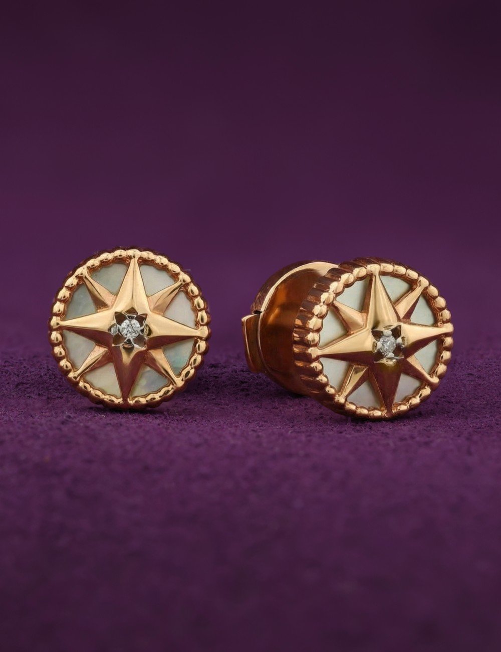 Серьги из золота c бриллиантами и перламутром